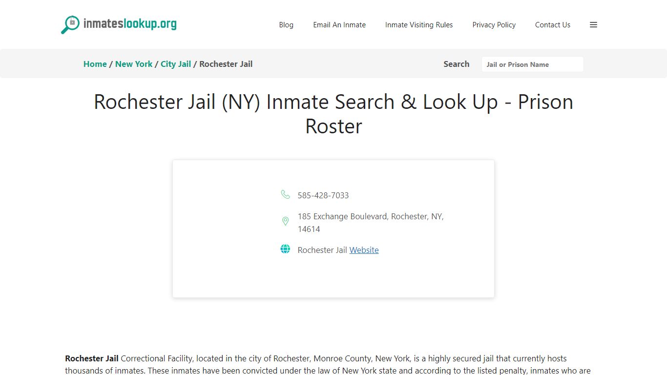 Rochester Jail (NY) Inmate Search & Look Up - Prison Roster