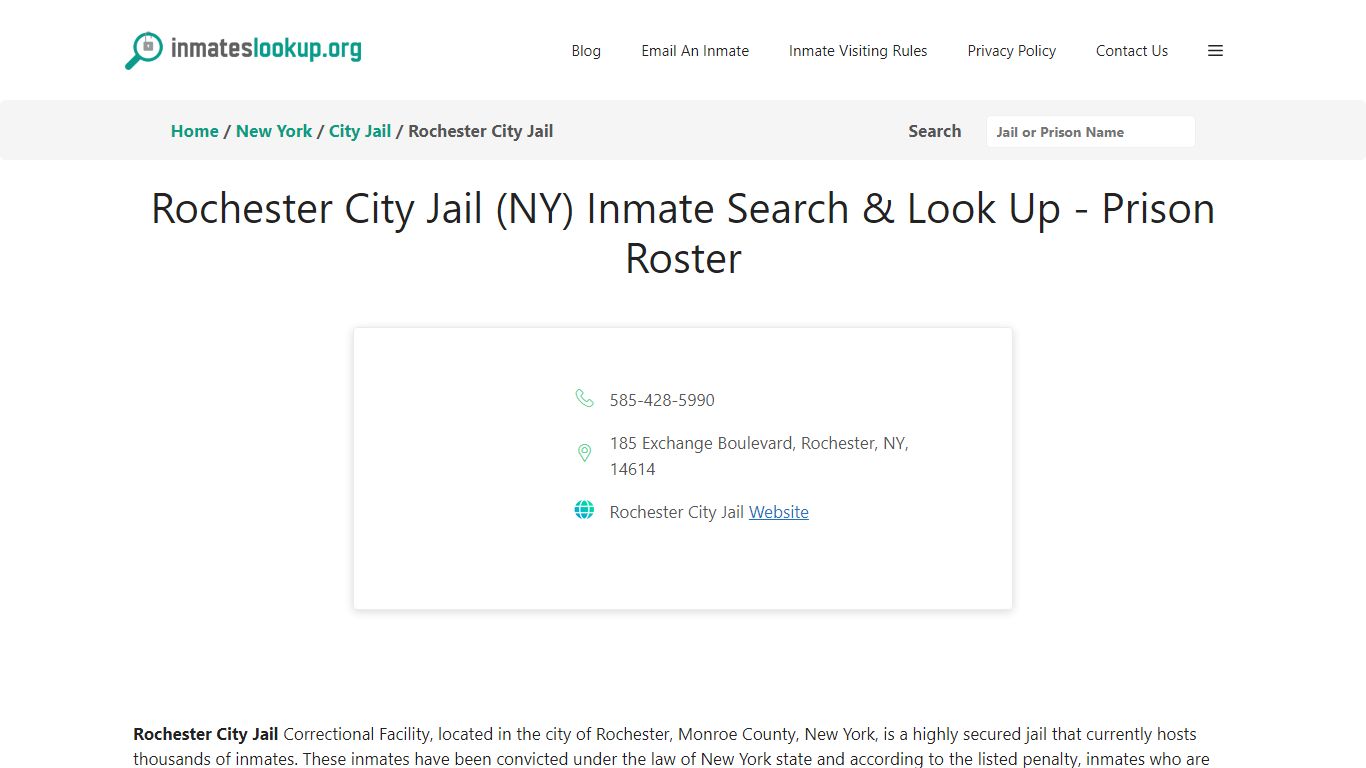Rochester City Jail (NY) Inmate Search & Look Up - Prison Roster