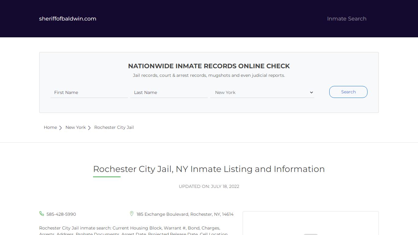 Rochester City Jail, NY Inmate Listing and Information